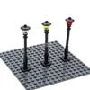 Marumine MOC Bricks Retro Street Light Lamp 10PCS City Park Road View Building Blocks Assembles Particles Parts 11062 4740 3626 3