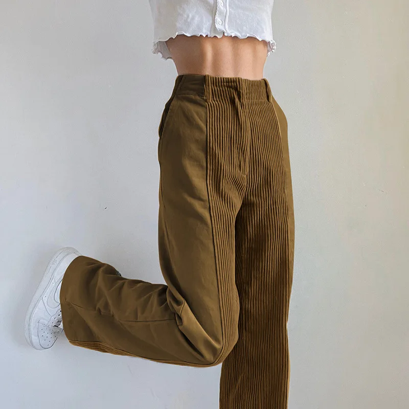 

2022 Autumn Corduroy Flare Pants Women Casual Long Trouser Oversized Plus Size Pants Trousers Female XXXL
