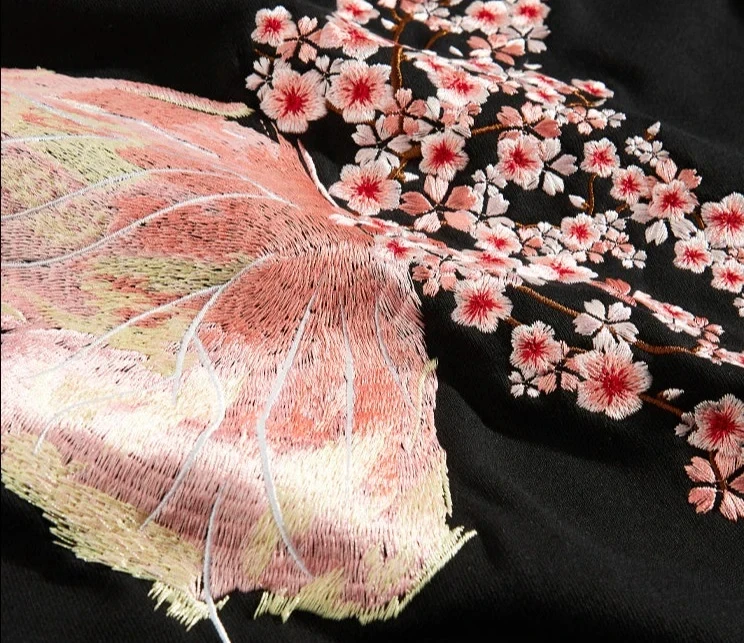 Man Hoodies 100% Cotton Butterfly Embroidery Harajuku Solid Pocket Hooded Sweatshirts Autumn Long Sleeve Loose Chinese Outwear- S2291a44b45ac4a54b7487bafef4f73eb0
