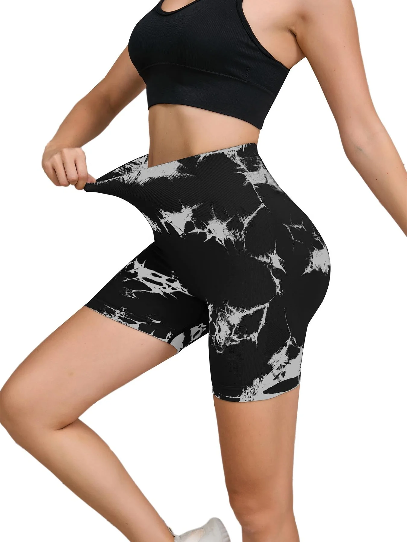 Tie Dyed Seamless Fitness Pants Women’s High Waist and Hip Lifting Sports Tight Shorts Running Sexy Peach Fitness Yoga Shorts Sports & Entertainment