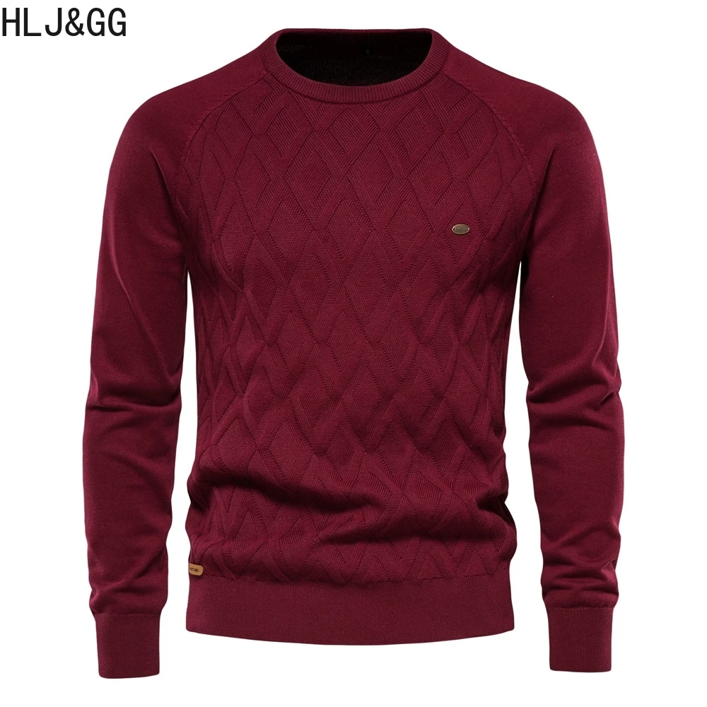 HLJ&GG Classic Solid Color Mens Sweaters Casual O-neck Long Sleeve Knitted Male Pullover High Quality Man's Warm Sweaters New
