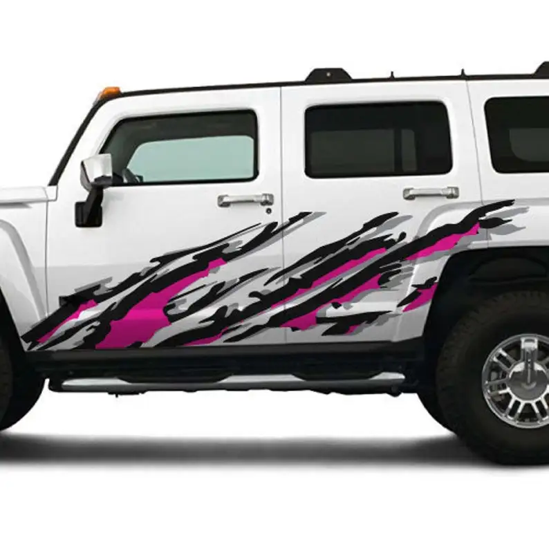 

Roze Zwart Side Deur Vinyl Decal Truck Auto Van Suv Pickup Auto Body Persoonlijkheid Wrap Sticker Pull Bloemen Decoratie