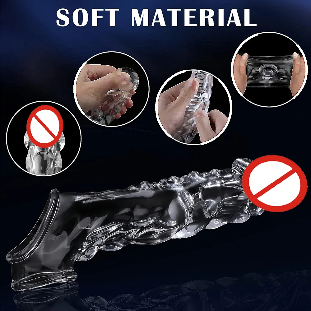 Realistic Penis Extender Sleeve For Men With Delay Vibrator_voghion.com