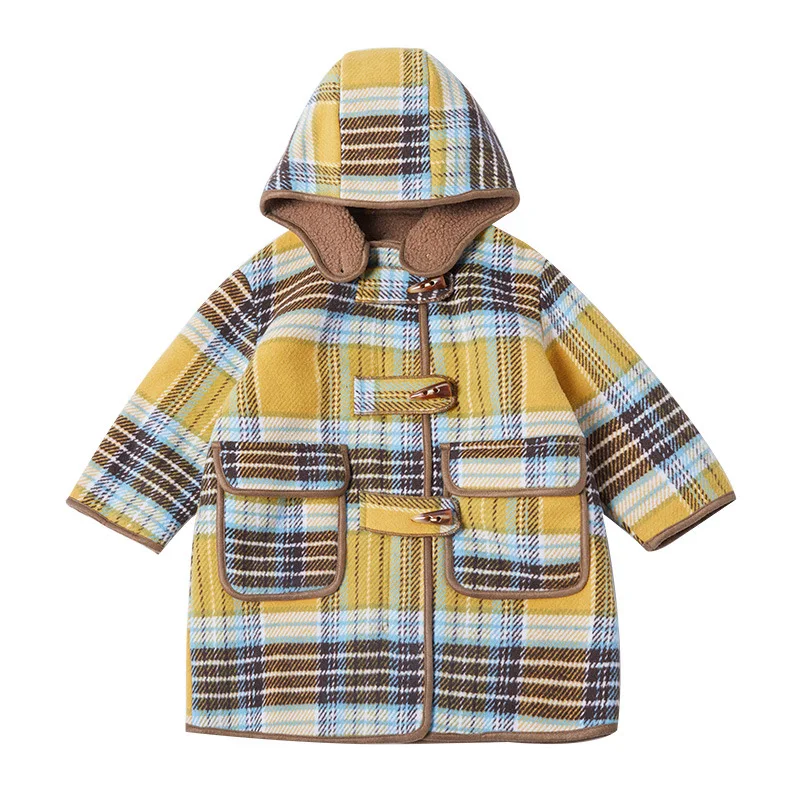 Girls Woolen Coat Overcoat Jacket Windbreak 2023 Fuzzy Warm Thicken Winter Cotton Teenagers Outwear Children's Clothing