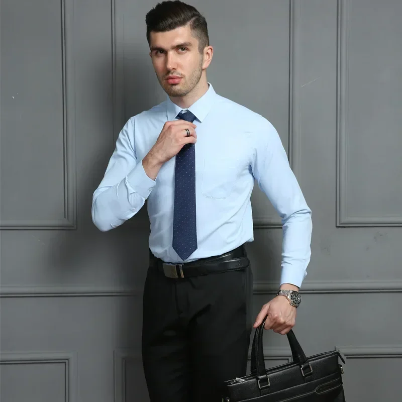 

Solid Color Large Size Professional Shirt Men Business Casual Shirt Men Long Sleeves Camisa Social Masculina