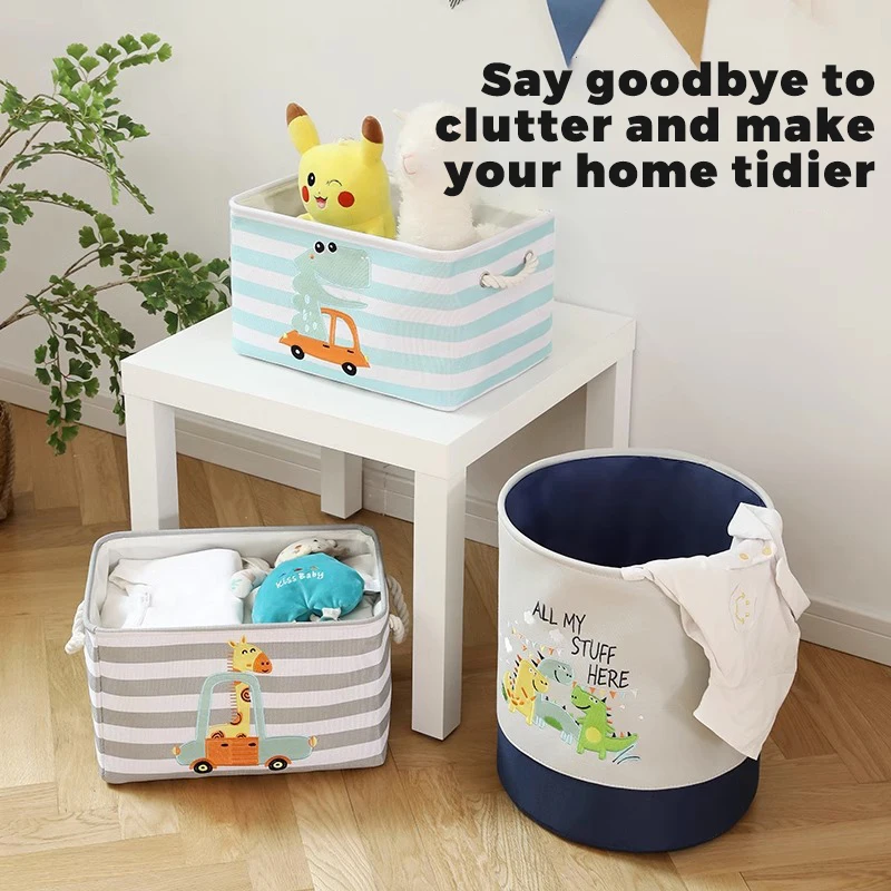 Baby Laundry Basket Cute Lion Foldable Toy Storage Bucket Picnic Dirty Clothes Basket Box Organizer Cartoon Animal