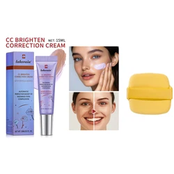 Set of 3 Color - Changing High - Coverage CC Cream with Centella for Flawless Face Base Makeup (1pc free puff)