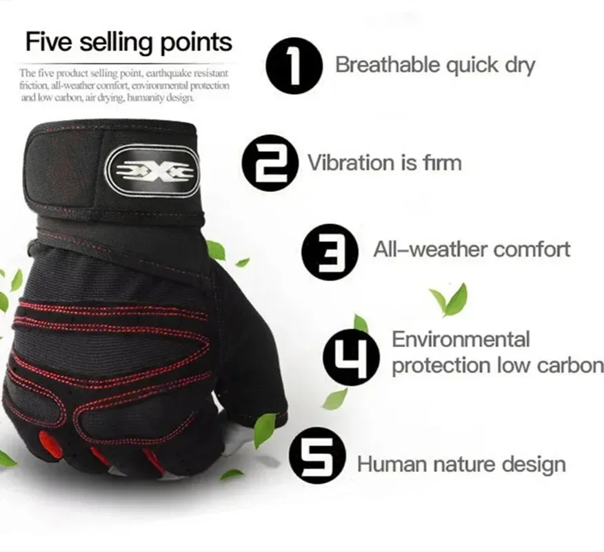 Outdoor Sport Gloves for Men Women Wrist Guard Fitness Gym Cycling Hiking Boxing Exercise Training Workout Long Wrist Fingerless 5
