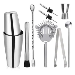 Premium Stainless Steel Cocktail Shaker Set - Deluxe Bartender Kit (600x450 9pcs)