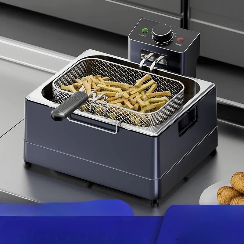 220V Commercial Electric Deep Fryer Large Capacity Thickened Multifunctional Fryer Pan Stable Single Cylinder Fried Dough Tongs 5