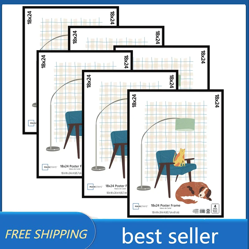 

Home Decor Picture Frames Mainstays 18x24 Basic Poster & Picture Frame, Black, Set of 6