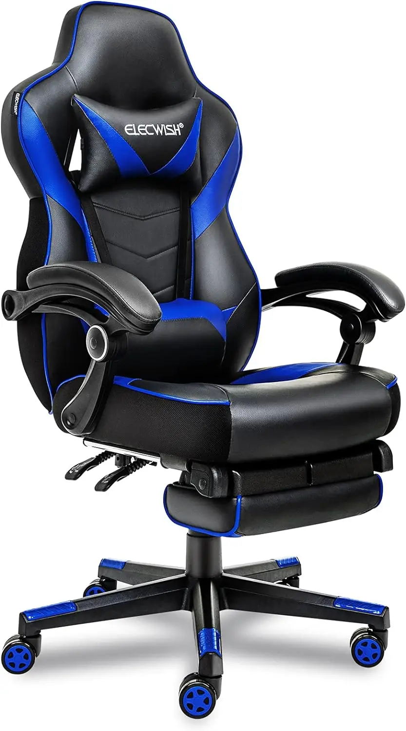 ELECWISH Computer Gaming Chair with Footrest, Reclining Gamer Chair for Adults, Ergonomic High Back Gaming Desk Chair