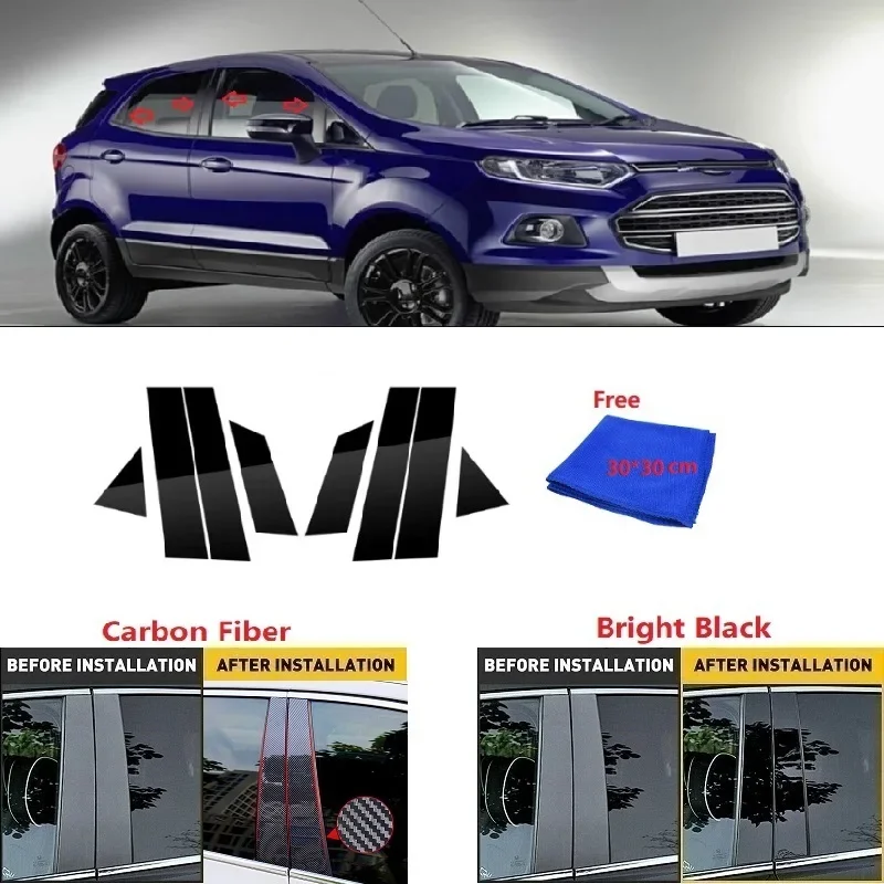 

Car Polished Pillar Posts Window Trim Cover BC Column Sticker Fit For Ford Ecosport 2013-2021