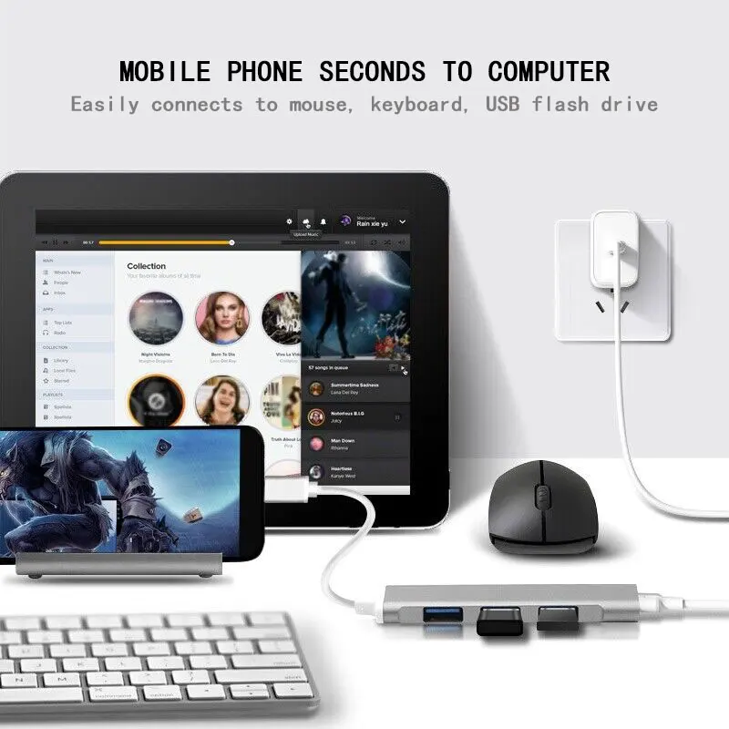 Portable Multiport USB-C Hub with 4 USB Ports - Extension Adapter