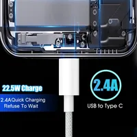 USB C Mobile Phone Cable Fast Charging USB A To Type C Nylon Braided Cord for Apple Carplay IPhone 17 16 15 Pro Max 16 15 Plus - Image 6