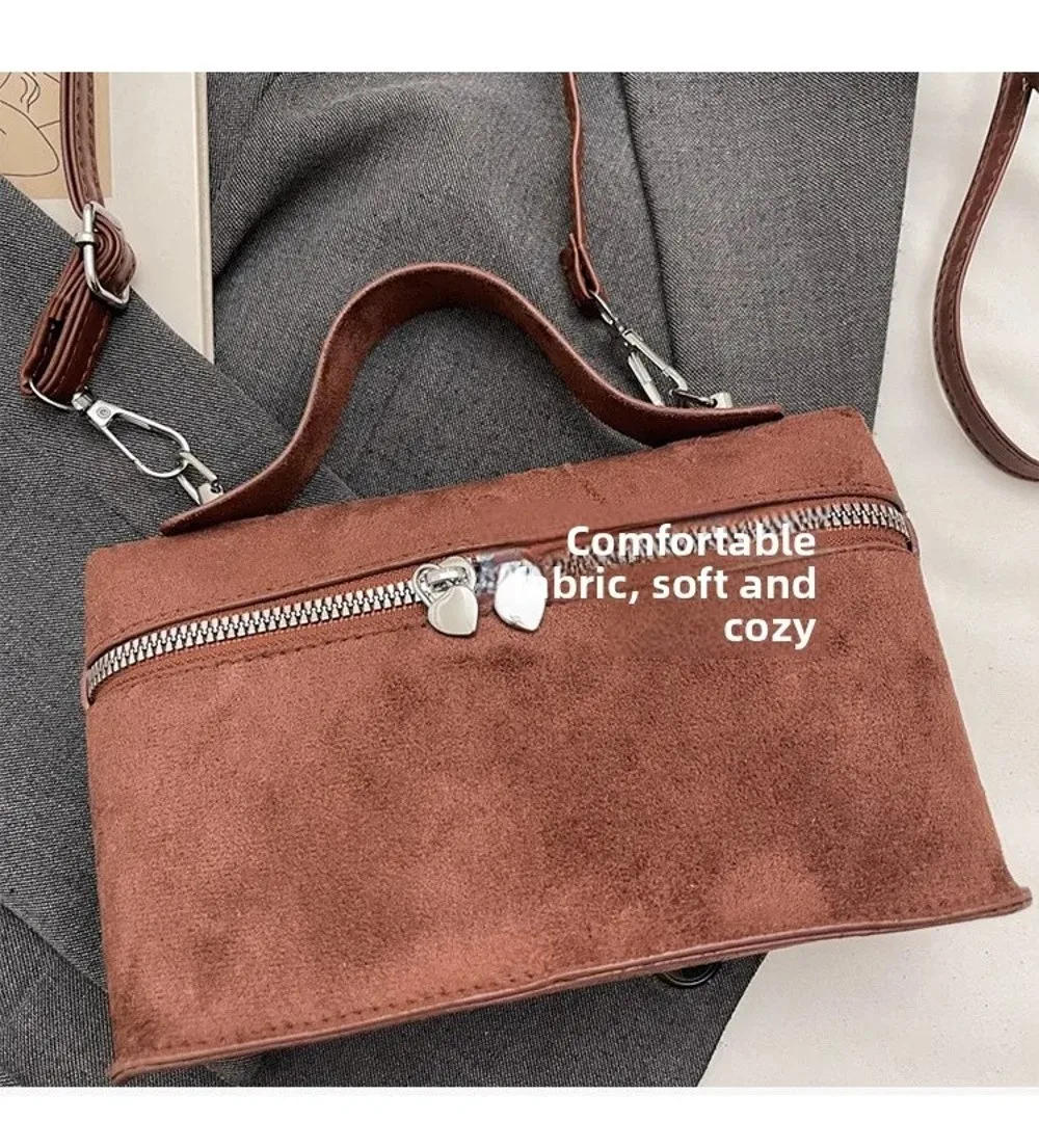 Retro Herbst Winter Matte Umhängetasche Wildleder Strukturierte Schultertasche Box-Design Einfarbige Abendtaschen Damen Henkeltasche – Detail 7