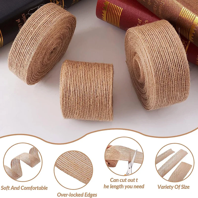 Jute Ribbon 5/10Meters Natural Jute Burlap Fabric Ribbon Burlap Linen Ribbon For DIY Craft Wedding Party Gift Wrapping Decor 10/20/30/38mm