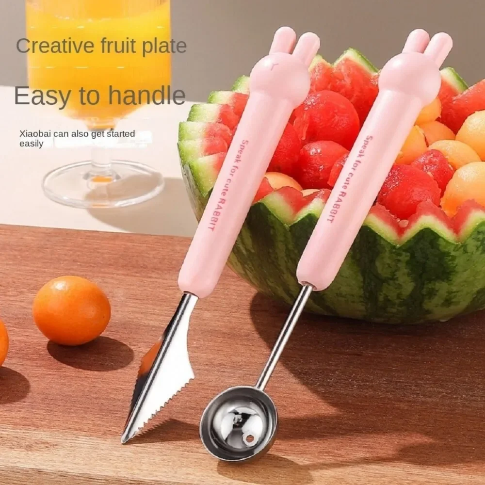 2PCS/set Multifunction Fruit Carving Knife Watermelon Ice Cream Dig Ball Scoop Fruit Carving Knife Cutter Scoop Gadgets
