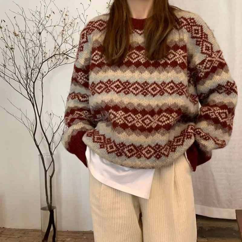 

Autumn and Winter New Slouchy Sweater Women's Korean Version Slim Slim Pullover Knitted Top Women