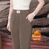Thickened Fleece Winter Straight Leg Harlan Pants Women's Loose Fit Casual Trousers Mom's Pants Comfortable Outerwear