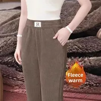 Thickened Fleece Winter Straight Leg Harlan Pants Women's Loose Fit Casual Trousers Mom's Pants Comfortable Outerwear