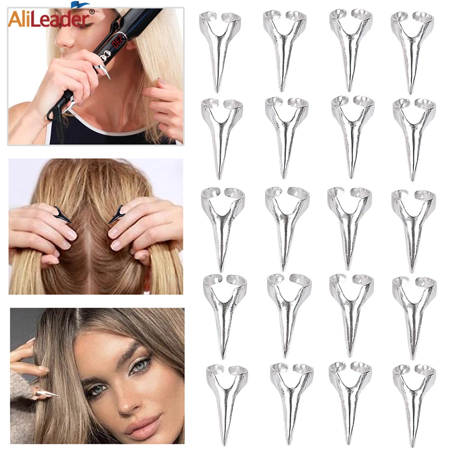 Hair Parting Tool For Finger For Braiding Hair Barber Accessories 50Pcs Hair Selecting Tools Metal Finger Parting Ring Hair