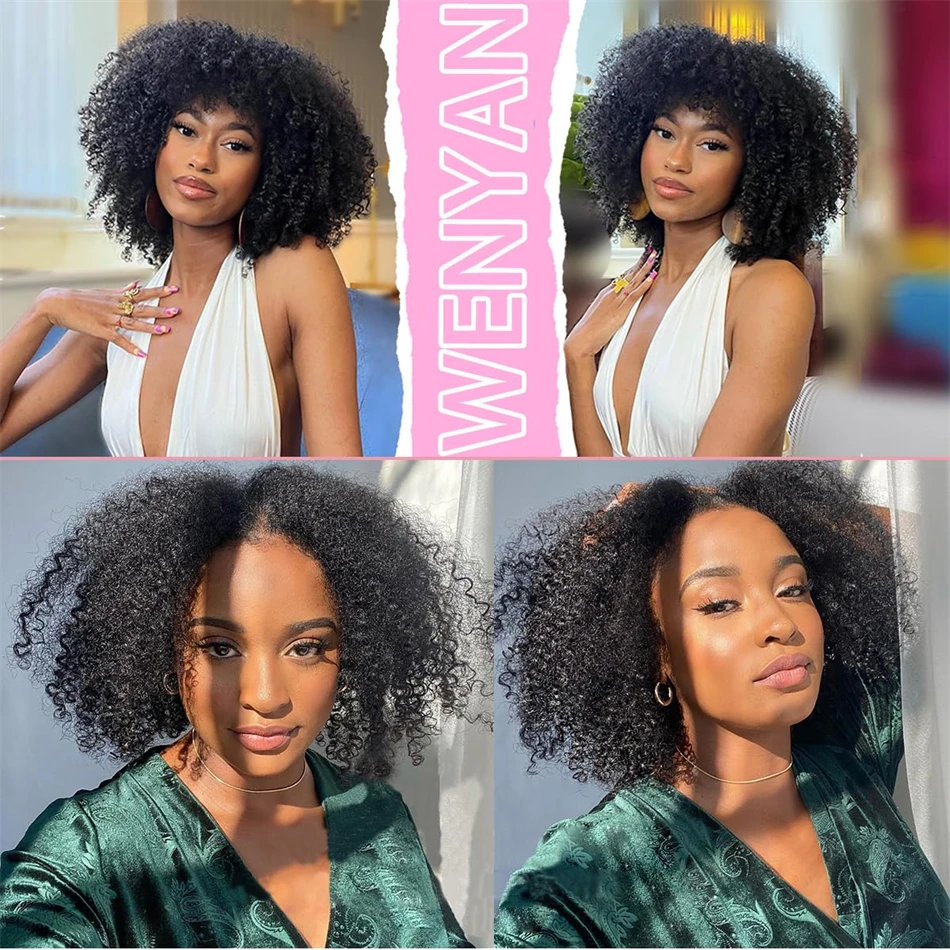 Mongolian Afro Kinky Curly Bundles Human Hair 8-20 Inch Bulk Human Hair Unprocessed Virgin Bundles for Women Natural Black