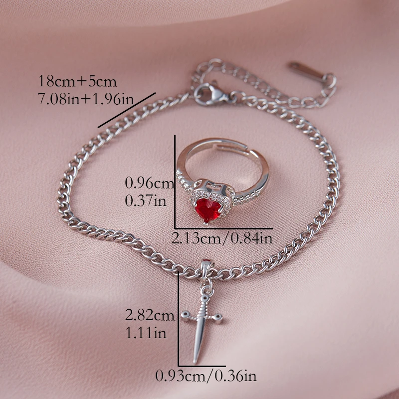 Heart & Sword Couple Necklaces - Matching Gothic Jewelry For Him & Her, Gold Plated Stainless Steel