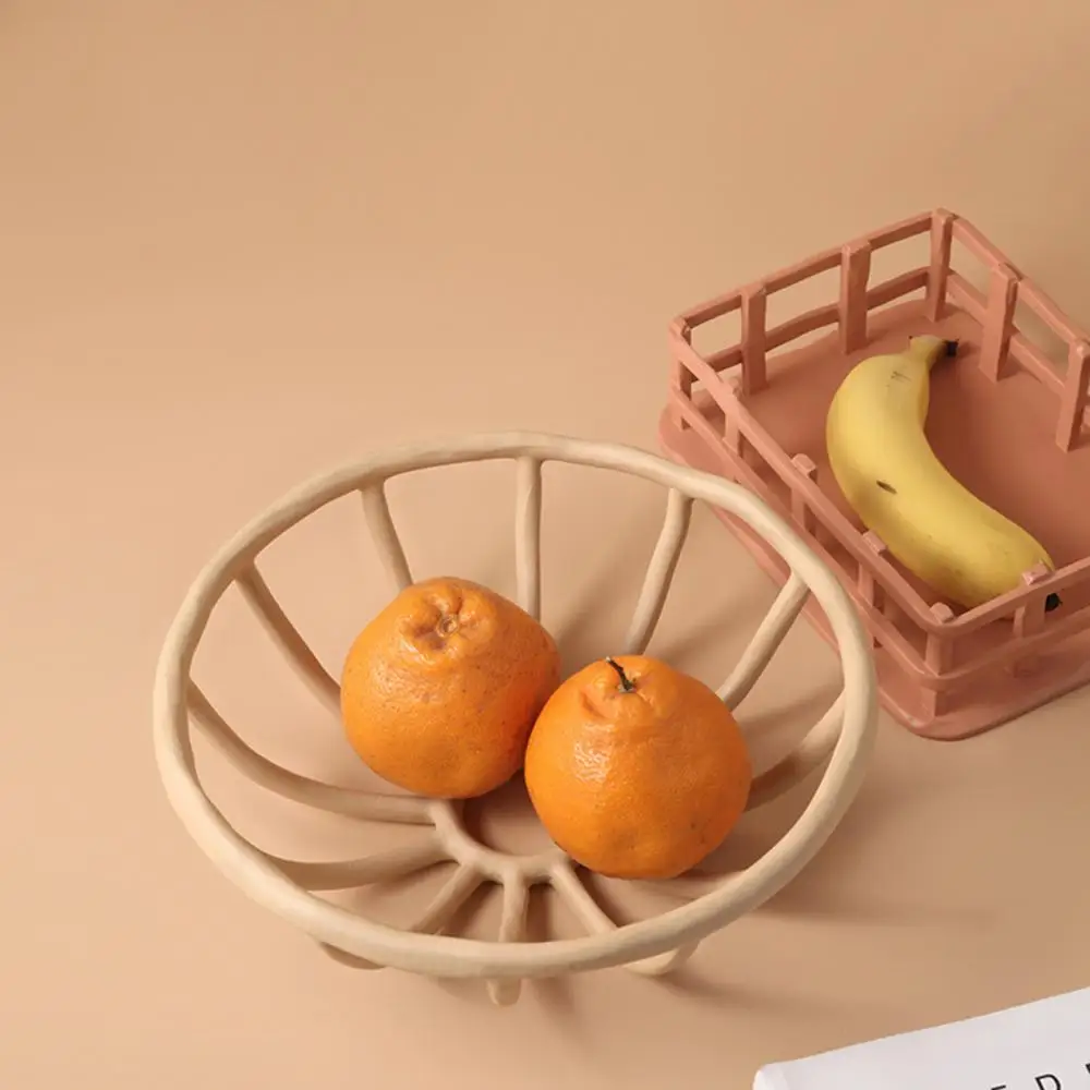 Brief Nordic Resin Hollow Fruit Tray Home Living Room Desktop Plate Snack Bowl Crafts For Shop House Cafe Festival Decoration 5