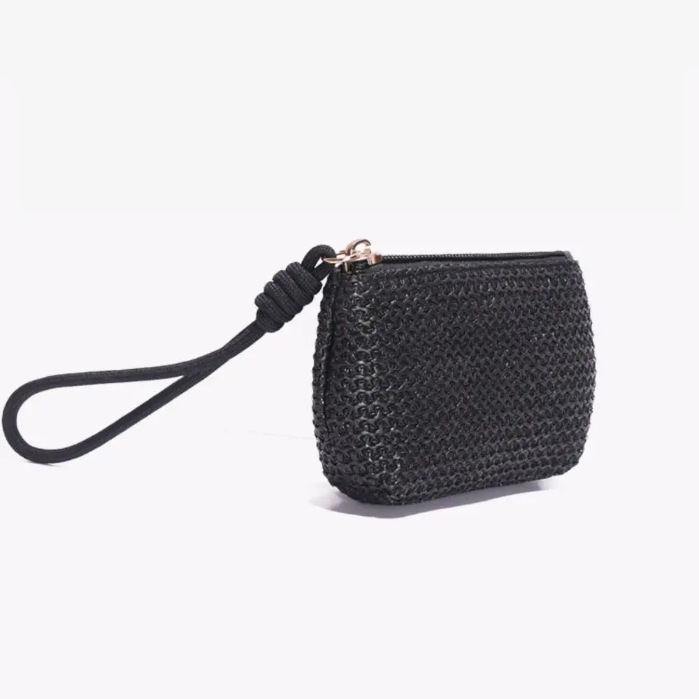 Straw Wallet New Mini Zipper Coin Purse Card Holder Women Girls
