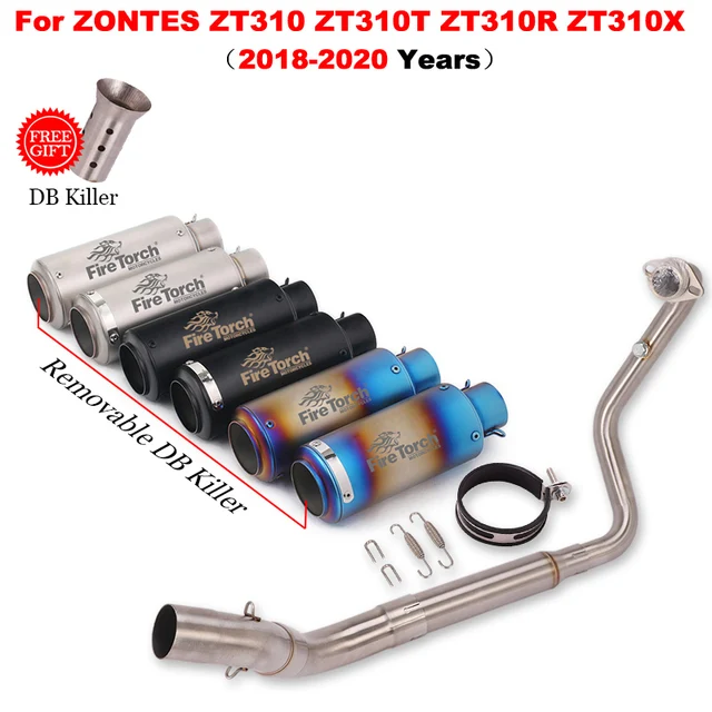 Motorcycle Full Exhaust System Modify Front Link Pipe Escape Muffler DB Killer For ZONTES ZT310 ZT310T ZT310R ZT310X 2018-2020