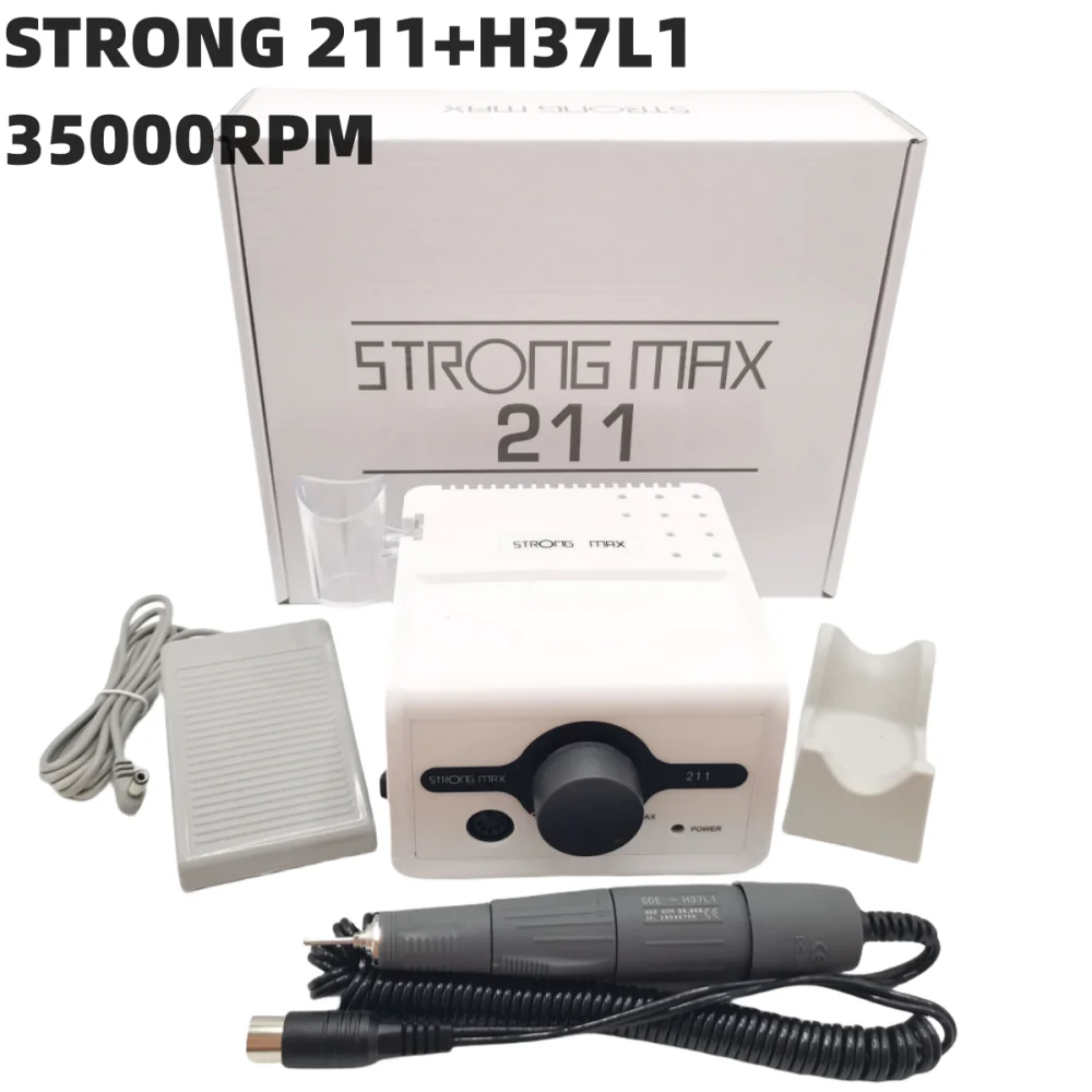 65W Nail Drill Strong 211 Manicure Machine Pedicure Tool 45K STRONG 210 102L 120II H37L1 Marathon Handpiece Nail File Equipment 6