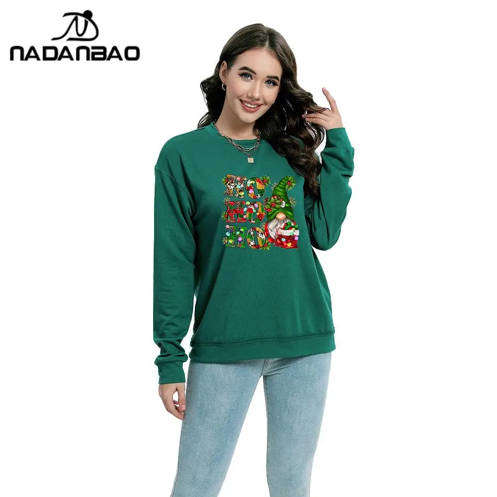Nadanbao Christmas Sweatshirt Red Tracksuit Xmas Crewneck Digital Printing Pullover New Year Party Carnival Female Clothing