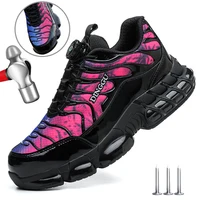 Size 47 48 Men Work Safety Shoes Air Cushion Work Sneakers Protective Steel Toe Shoes Rotating Button Men Safety Boots