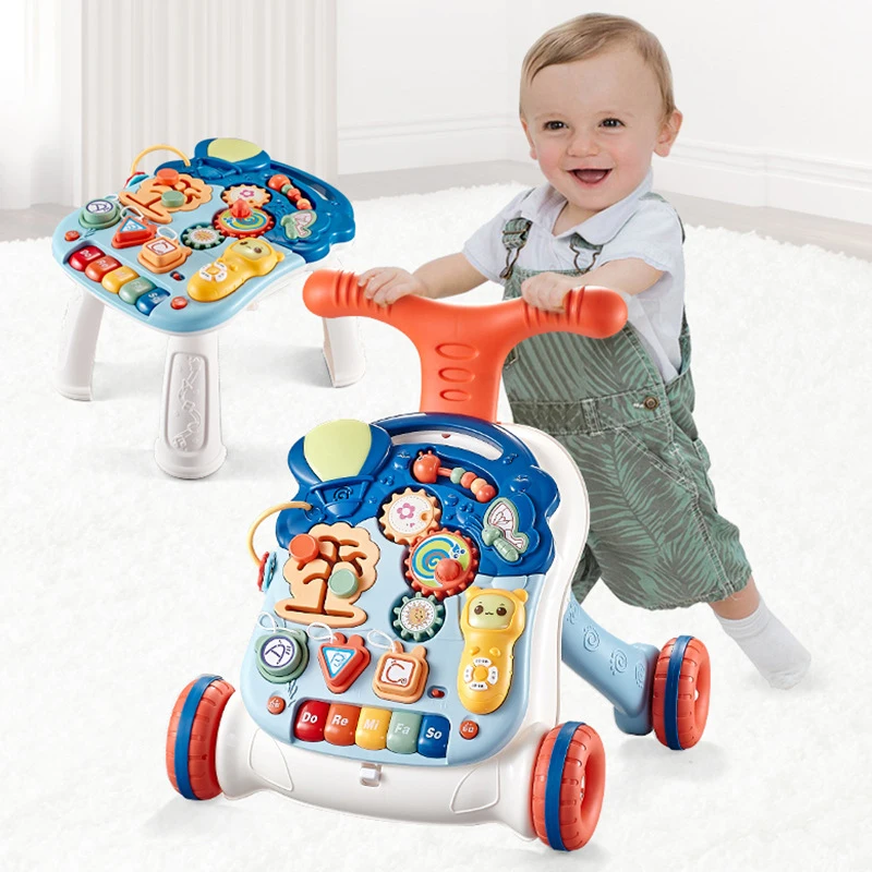BabyMultifunctionAdjustableCarBabyWalkerCarHelpsWalkActivityMusicMobilephone