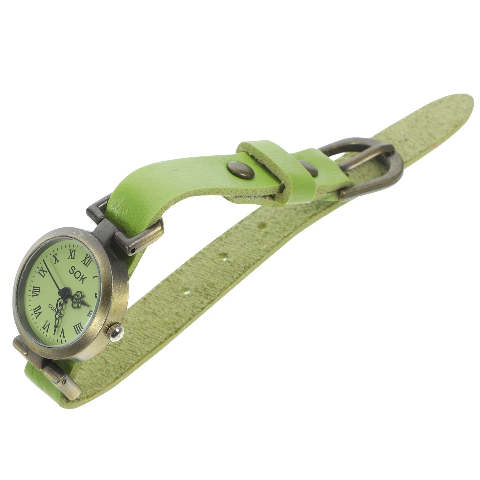 

Vintage Women Watch Fashion Roman Number Wrist Watch Creative Quatrz Watch Wrist Decoration (Green)