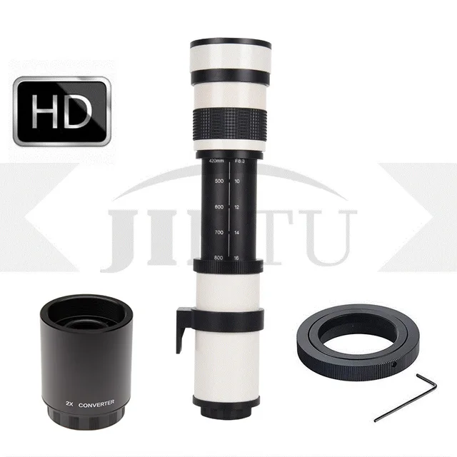 JINTU 420-800mm F/8.3 Manual Telephoto Zoom Lens + 2X Converter 1600mm for Canon Nikon Pentax Sony Fujifilm Macro 4/3 Cameras