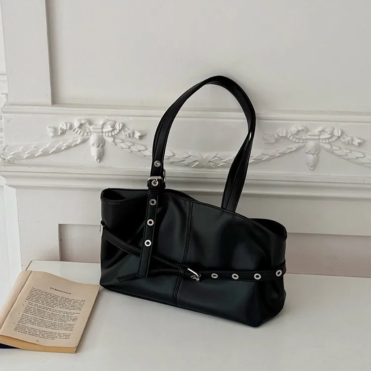 2025 New Large Capacity Commuter Shoulder Bags Women Simple Solid Color PU Leather Handbags Niche Design Lady Underarm Bag