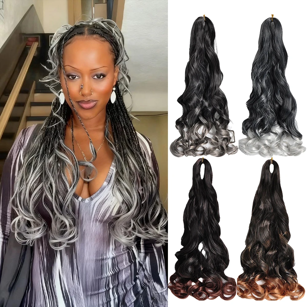 French Curly Braiding Hair Pre Stretched Spiral Curly Crochet Braiding Hair Loose Wavy Synthetic Hair Extensions for Black Women 1