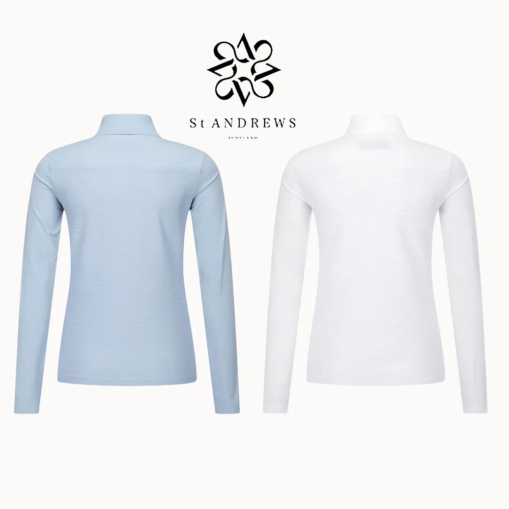 ST ANDREWS 2024 Autumn New Women's Golf Clothing Slim-fit Breathable Casual Versatile Long-sleeved Polo Shirt 6
