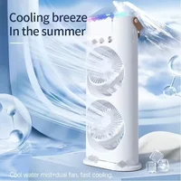 Ventilateur brumisateur portable 3-en-1 à double tête avec câble USB, ventilateur électrique, lumière LED et humidificateur d'air 4