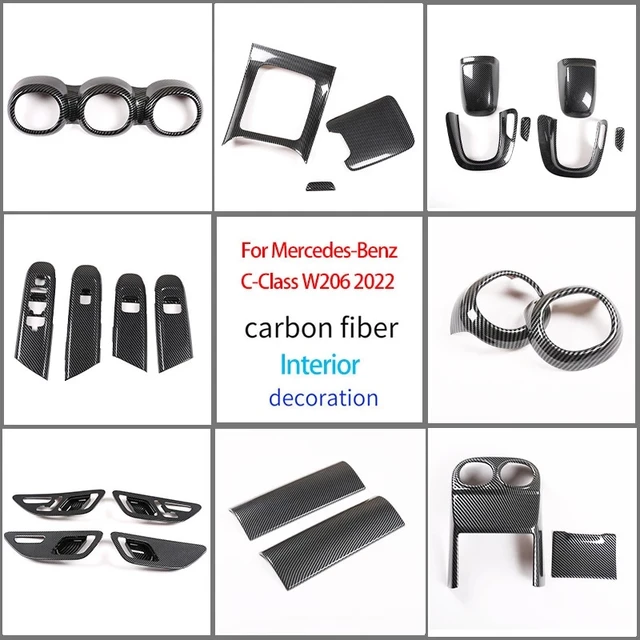 Für Mercedes Benz C Klasse W206 C200 C220 C260 C300 2022 + Carbon Faser Auto  Luxus Gesamte Innenraum Leisten Volle kit Zubehör - AliExpress