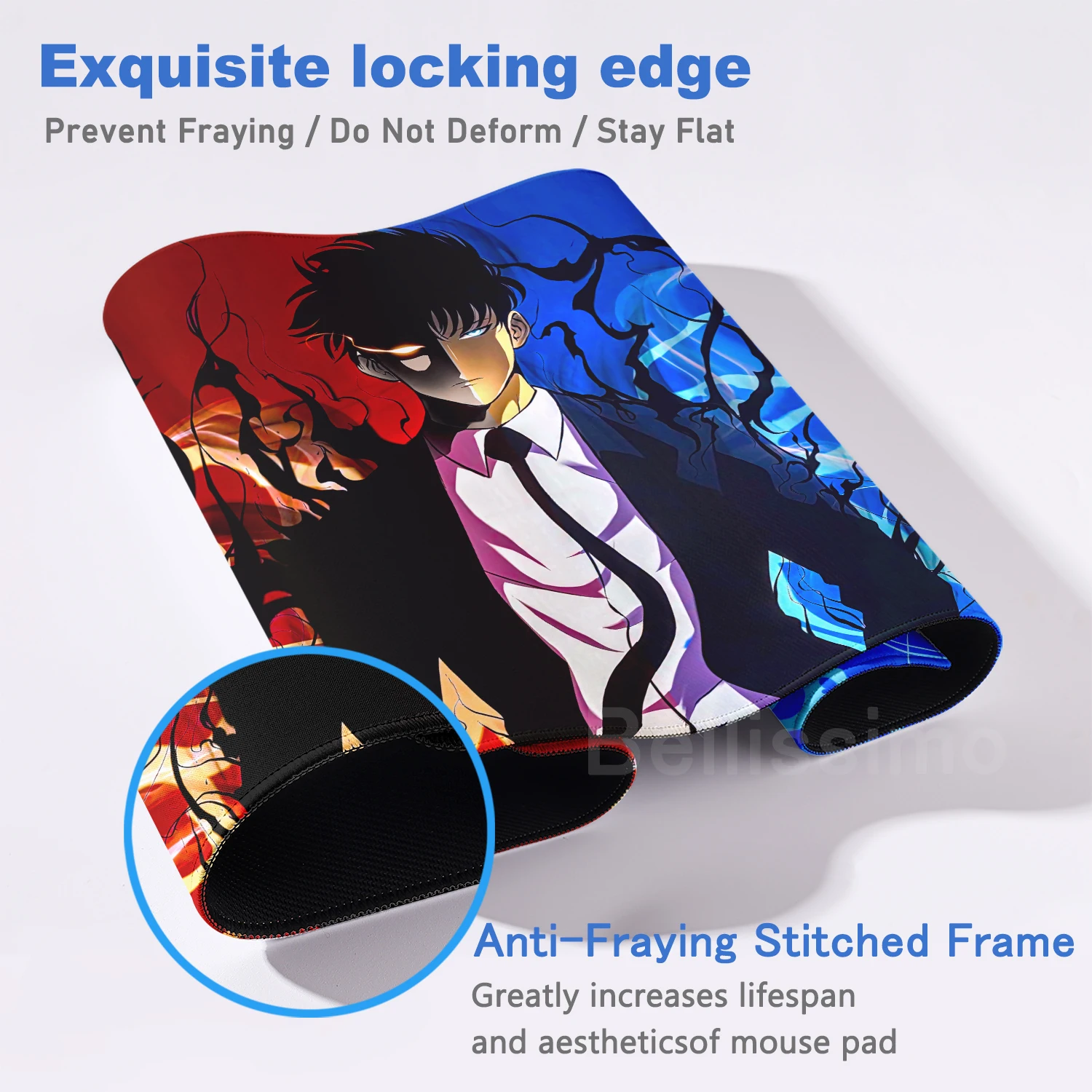 Premium Anime Solo Leveling Gaming Desk Mat - Extra-Large Non-slip HD Mouse Pad with Locking Edges (90x40cm)