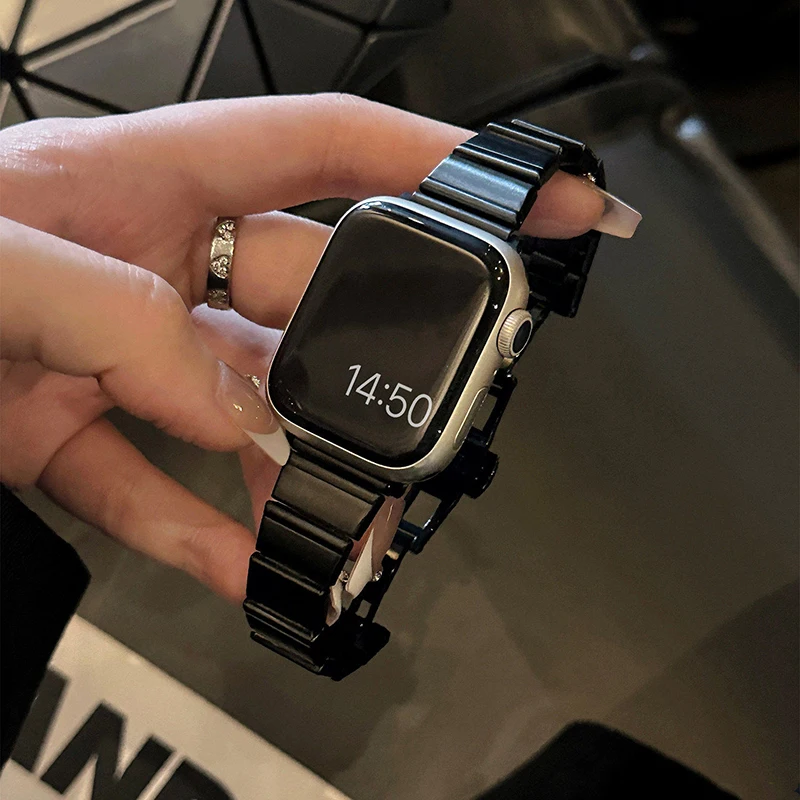 Elegant Stainless Steel Metal Strap for Apple Watch - Women's Edition