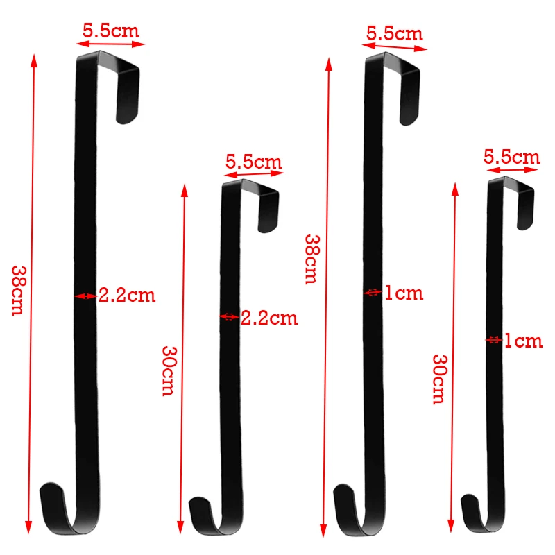 30/38cm Wreath Hanger For Front Door Black/White Metal Hook Multi-function Wreath Hanging Hook Christmas Easter Ornaments Hooks