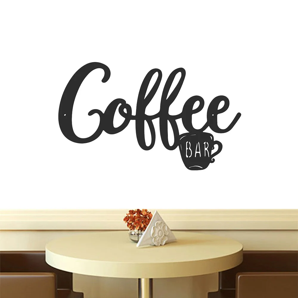 Metal Coffee Sign Tea Cup Bar Sign Hanging Wall Art Decor Coffee Word Letter for Cafe Farmhouse Kitchen Wall Decor
