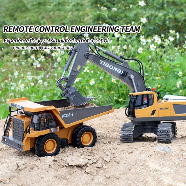 1:20 RC Excavator 2.4G Remote Control Engineering Vehicle Crawler Truck Bulldozer Toys for Boys Kid RC Car Dumper Children Gifts 2