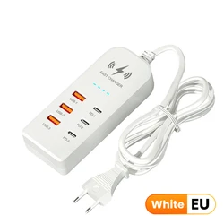 Universal Fast Charging Power Strip with USB and Type C Ports - 3USB 3C EU White