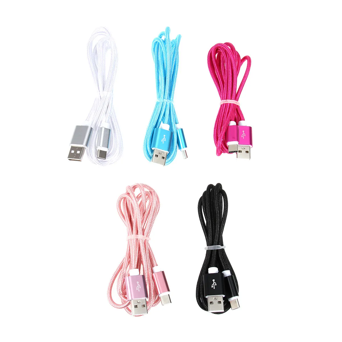 5개 1.5m 고속 충전 USB 타입 C 케이블 나일론 직조 유연하고 튼튼한 고속 전원 코드