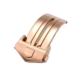 Stainless Steel Folding Clasp Double Button Watch Buckle - 18mm/20mm Strap - 20mm (Rosegold)